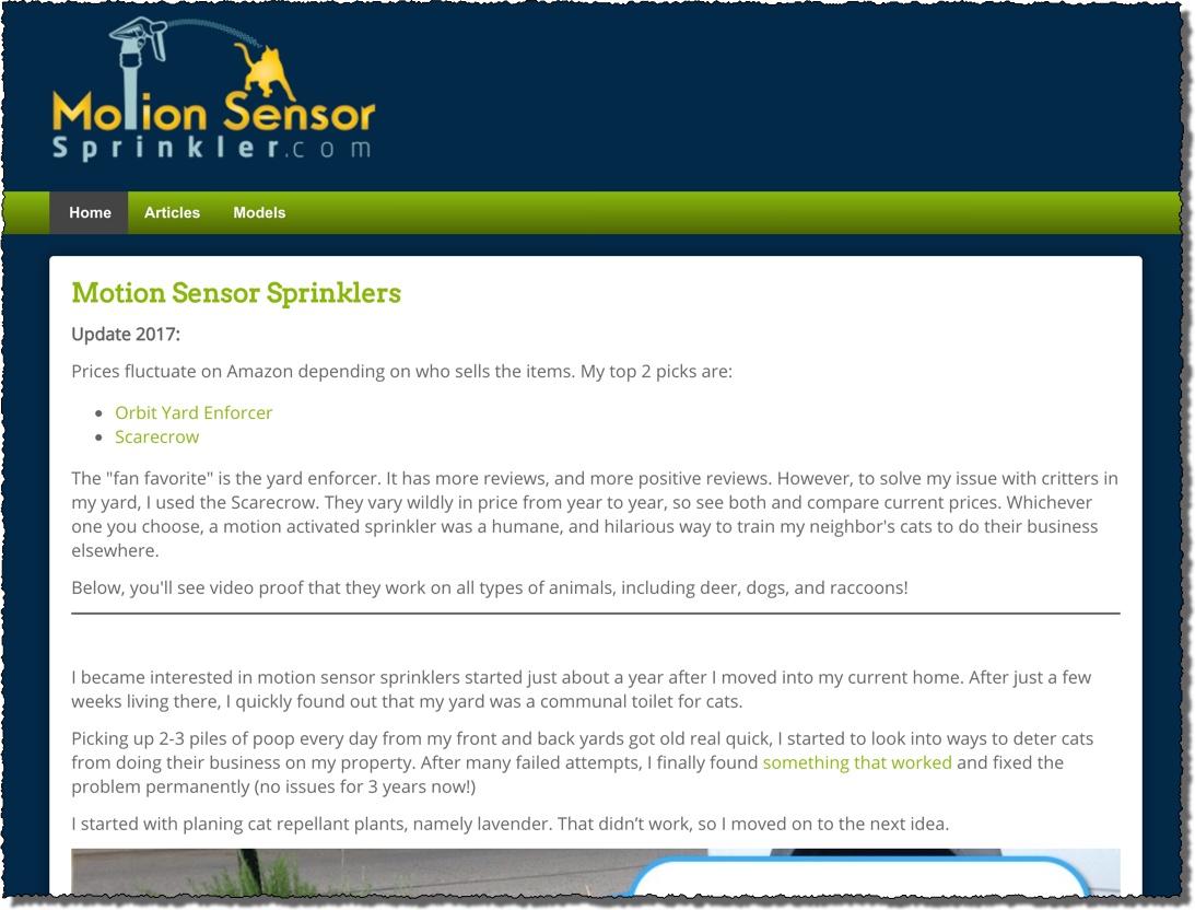 sprinkler affiliate website