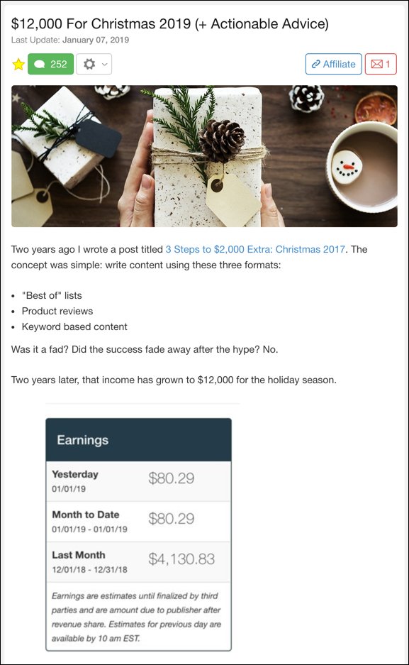 screenshot of a success story from Wealthy Affiliate