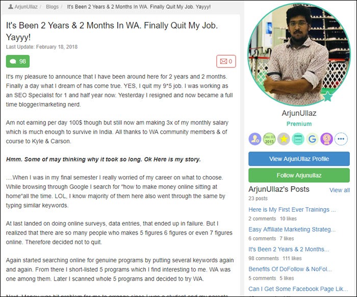 Success story from ArjunUllaz