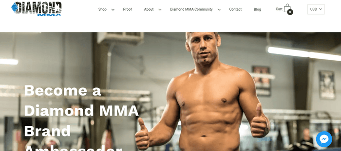 screenshot of the affiliate sign up page for Diamond MMA