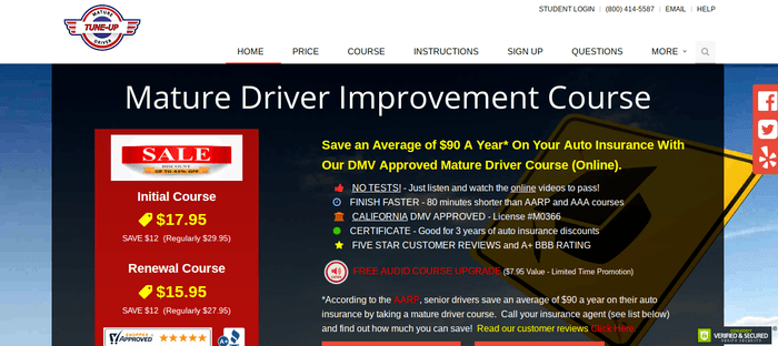 screenshot of the affiliate sign up page for Mature Driver Tune-Up