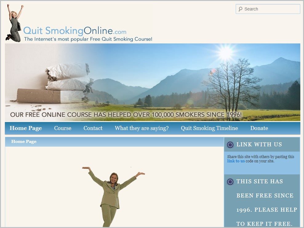 screenshot of QuitSmokingOnline.com homepage