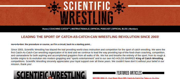 screenshot of the affiliate sign up page for Scientific Wrestling