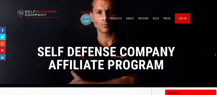 screenshot of the affiliate sign up page for Self Defense Company