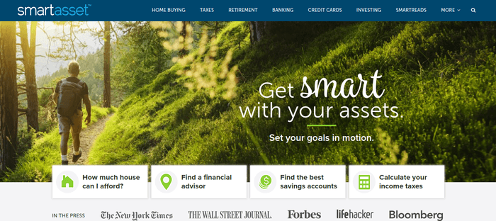 screenshot of the affiliate sign up page for SmartAsset