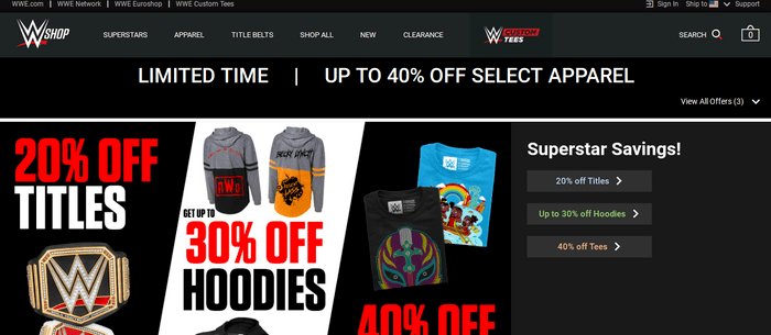 screenshot of the affiliate sign up page for WWE