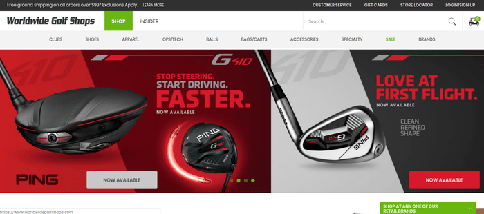 screenshot of the affiliate sign up page for Worldwide Golf Shops