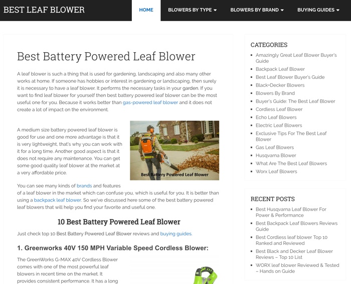 battery powered leaf blower