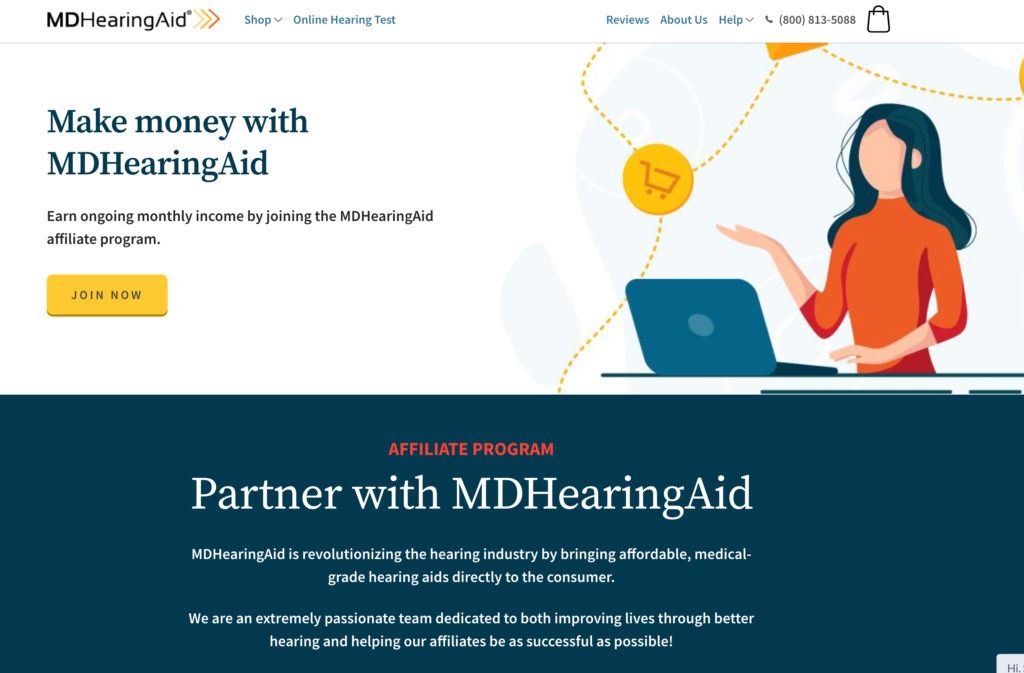 md hearing aid affiliate signup page