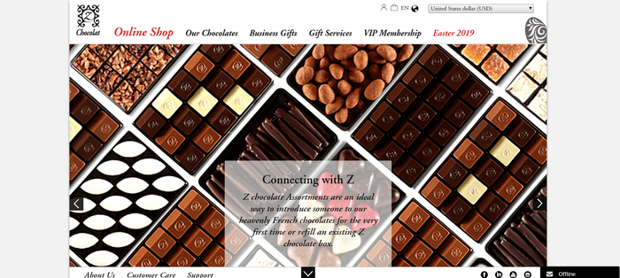 screenshot of the affiliate sign up page for zChocolat.com