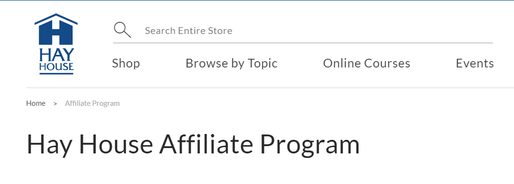 This screen shot shows part of the webpage for the Hay House affiliate program.