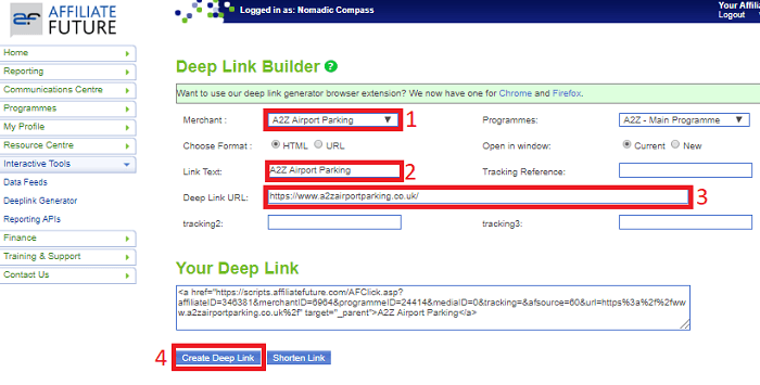 Affiliate Future Merchant Deep Link Builder