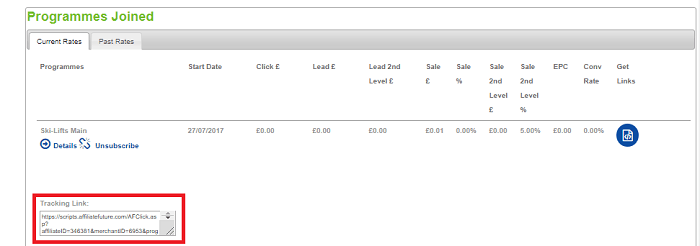 Affiliate Future Merchant Tracking Links