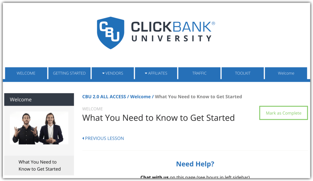 Clickbank University Landing Page