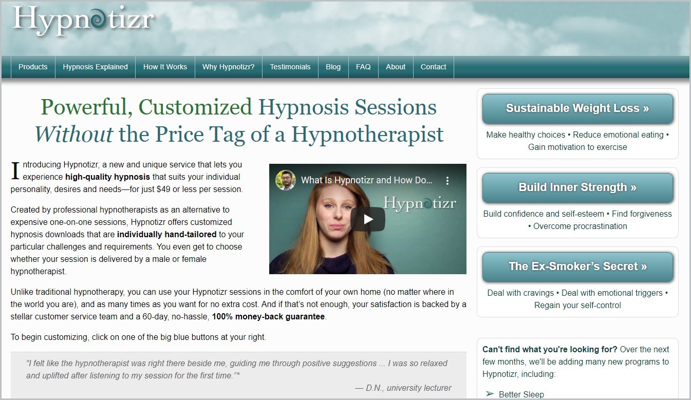 screenshot of Hypnotizr homepage