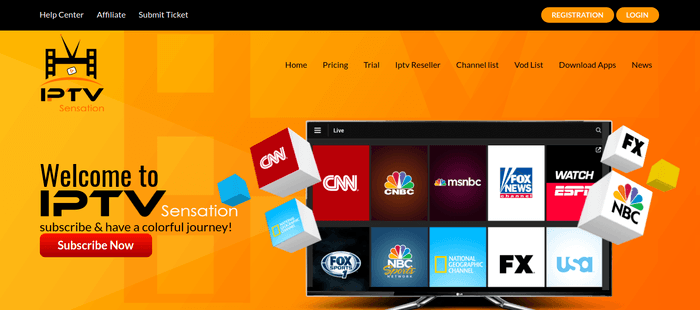 screenshot of the affiliate sign up page for IPTV Sensation