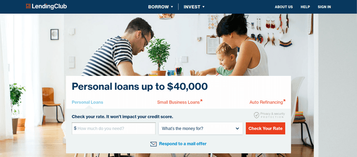 screenshot of the affiliate sign up page for LendingClub