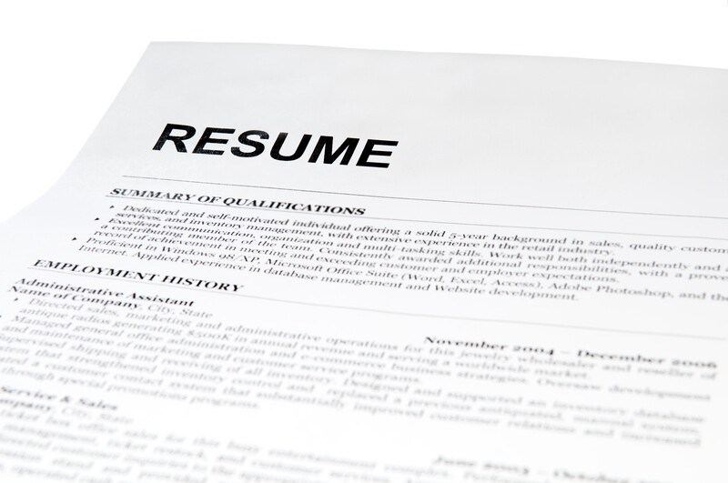 This photo of a resume with black lettering on plain white paper represents the best affiliate programs for job searches.