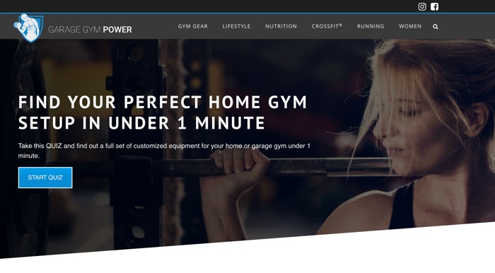 garage gym power affiliate website