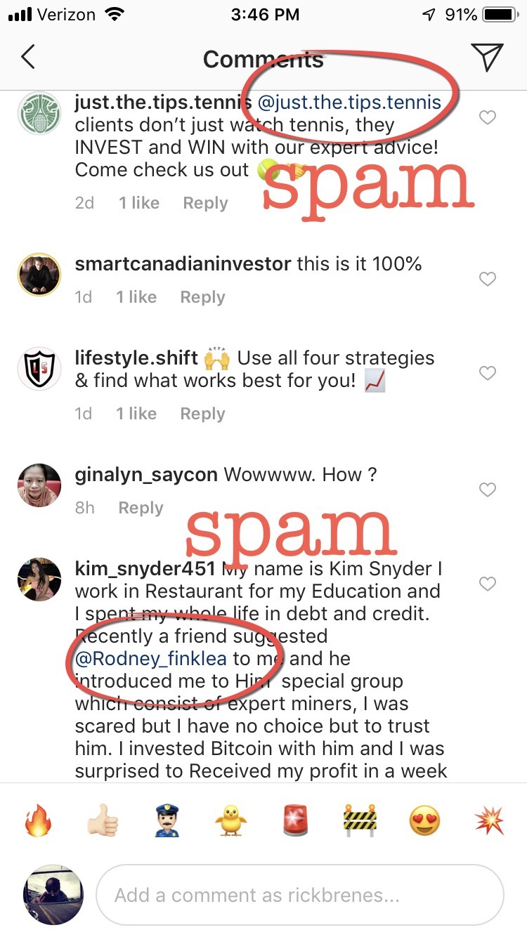 instagram spam