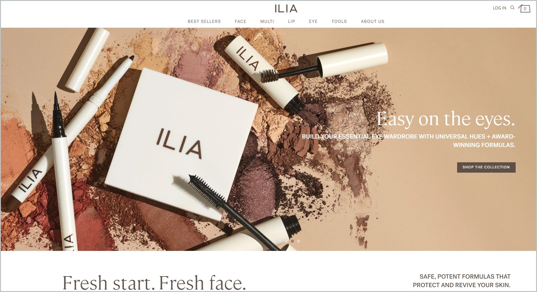 screenshot of ILIA homepage