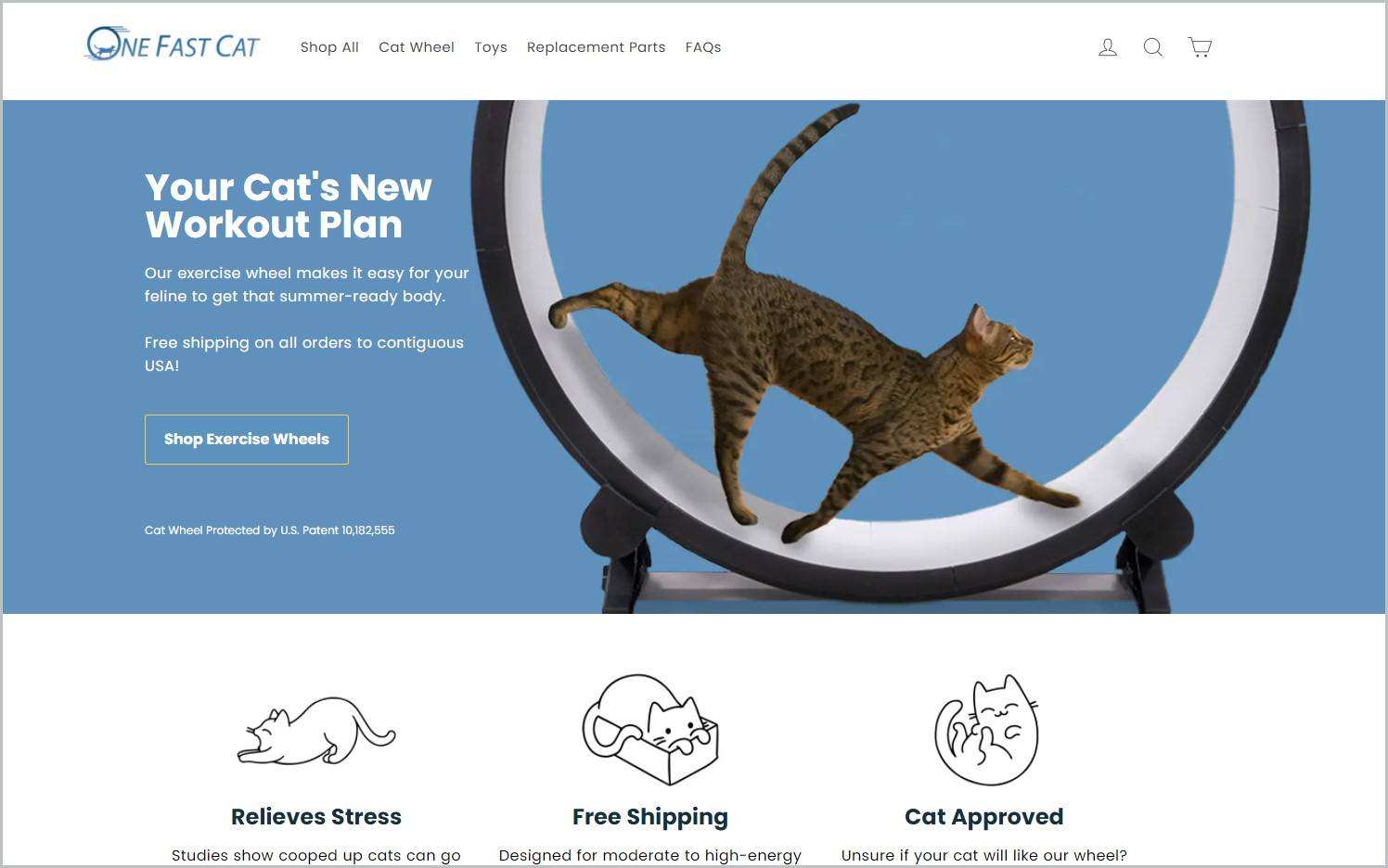 screenshot of One Fast Cat homepage