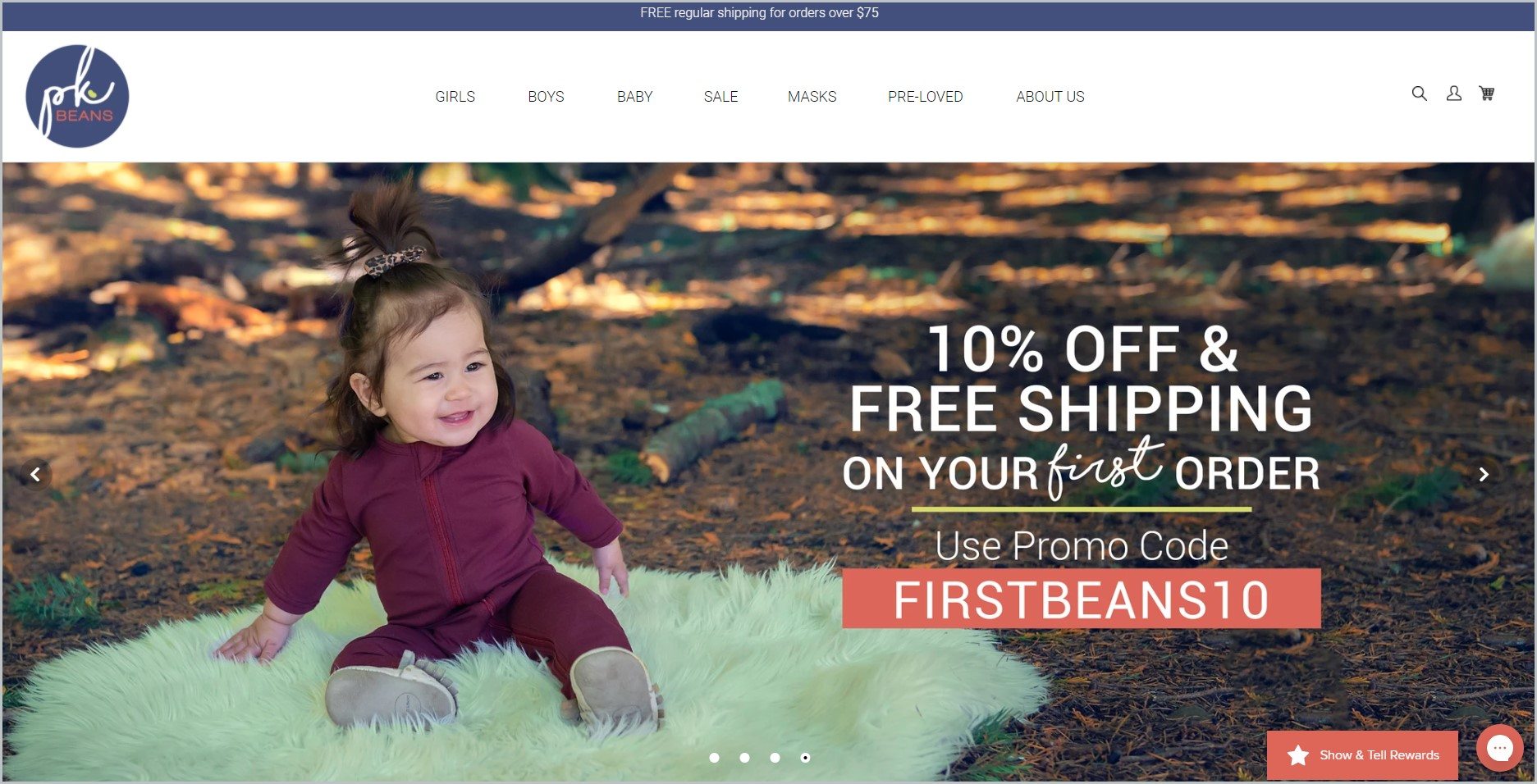 screenshot of PK Beans homepage