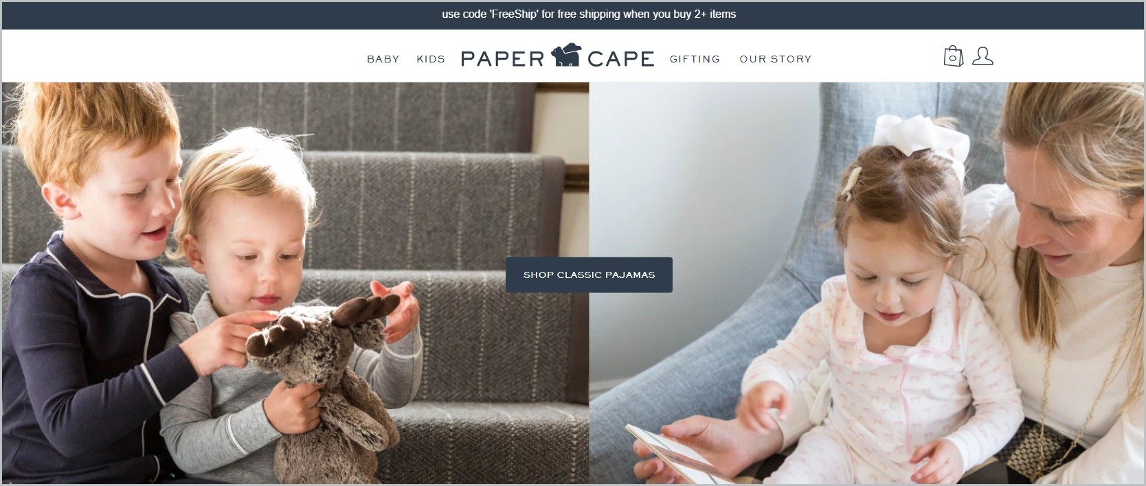 screenshot of Paper Cape homepage