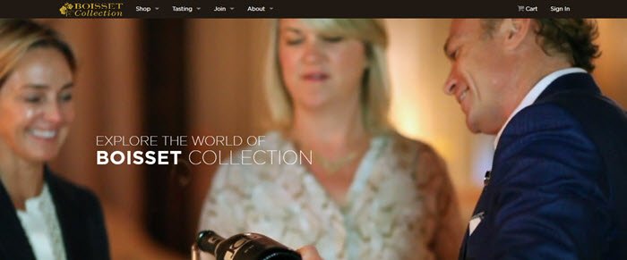 Boisset Collection website screenshot showing a trio of well dressed people