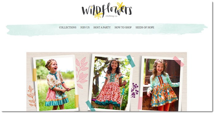 Three girls wearing clothing from Wildflowers Clothing