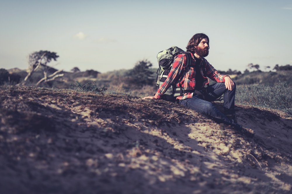 bearded man living outdoor lifestyle