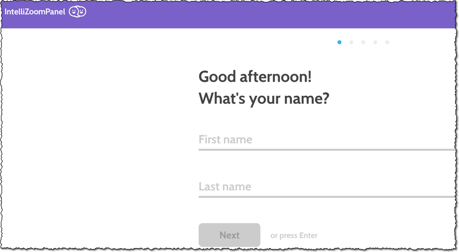 sign up intellizoom page enter first and last name