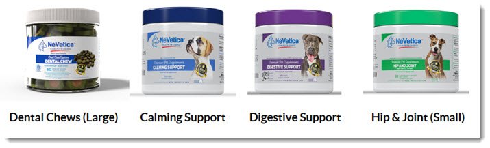 A selection of four pet care products from NeVetica