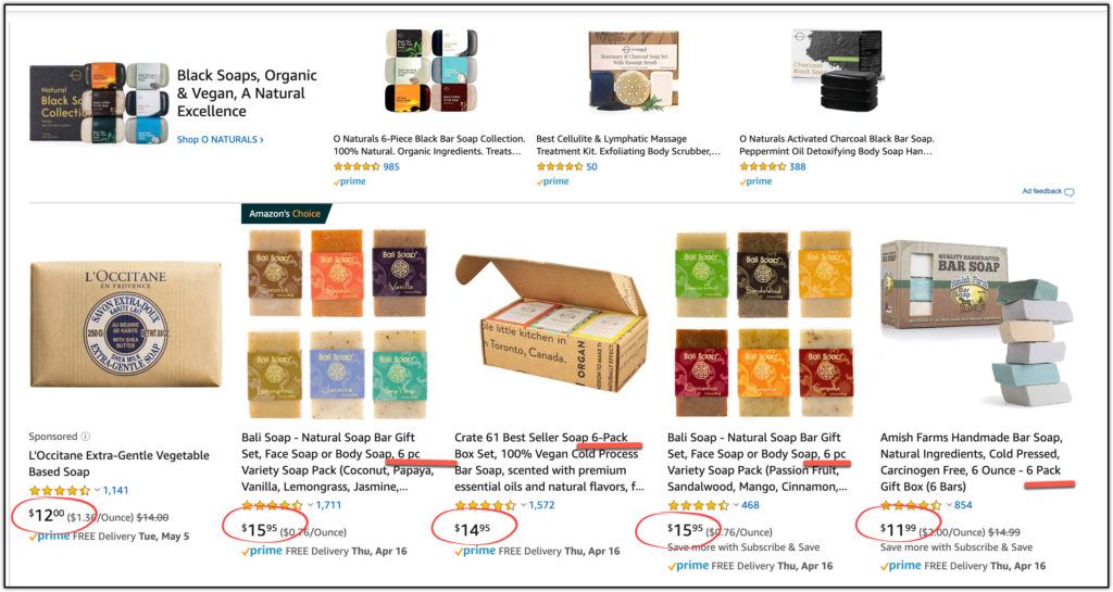 amazon handmade soap six-pack pricing