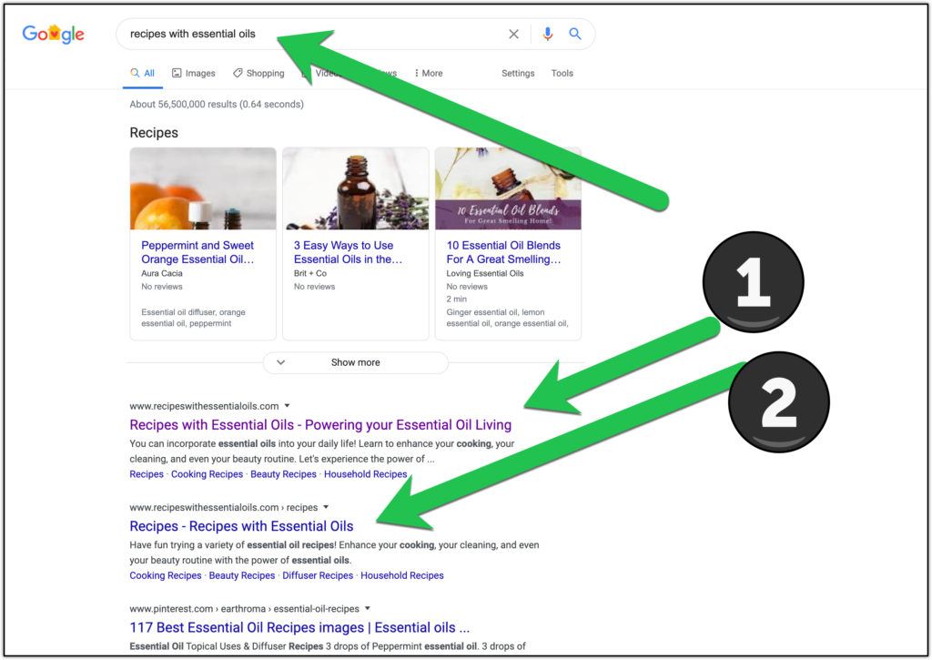 google rankings essential oils
