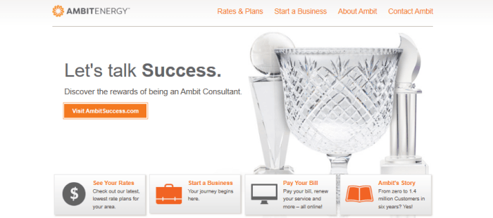 A screenshot from the Ambit Energy website showing a cup