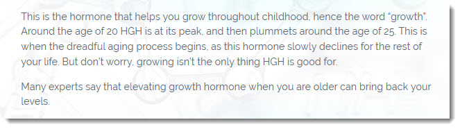 Text about the way human growth hormone works in the body