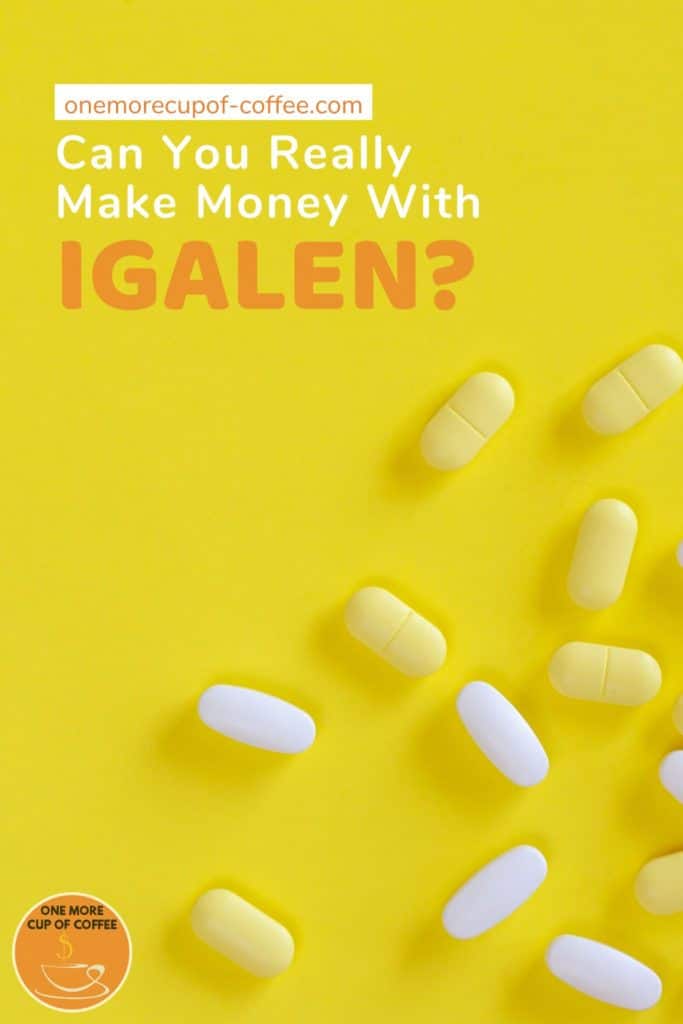 yellow and white capsules scattered against a yellow background, with text at the top "Can You Really Make Money With iGalen?"