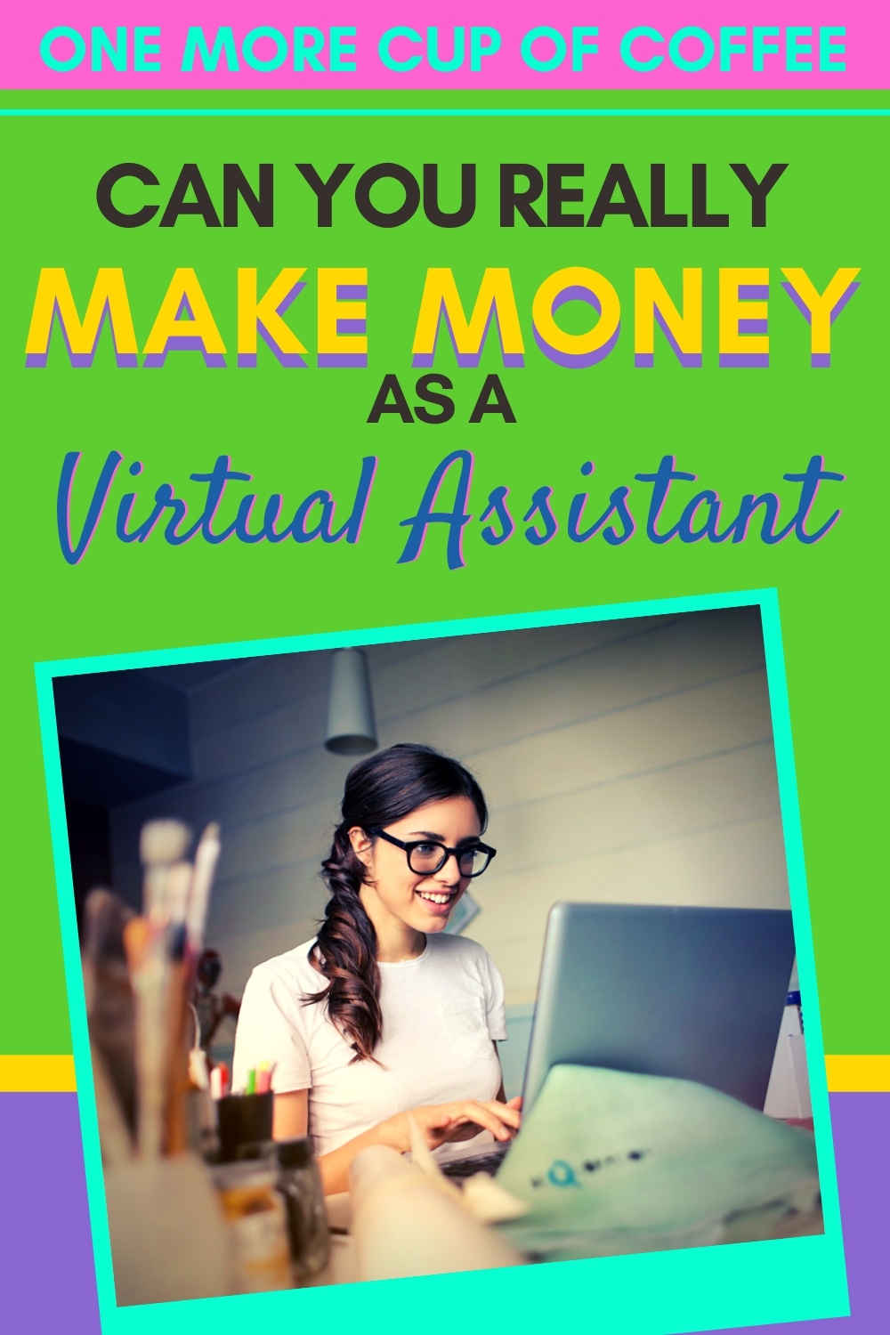 Woman working at her computer representing making money as a virtual assistant.