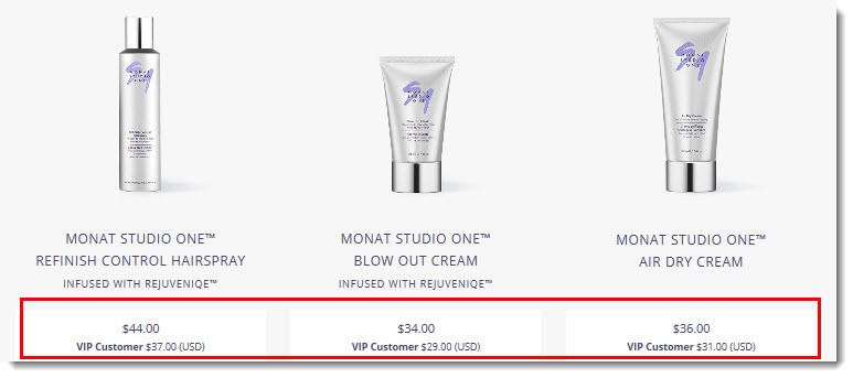 Prices for Monat's Products