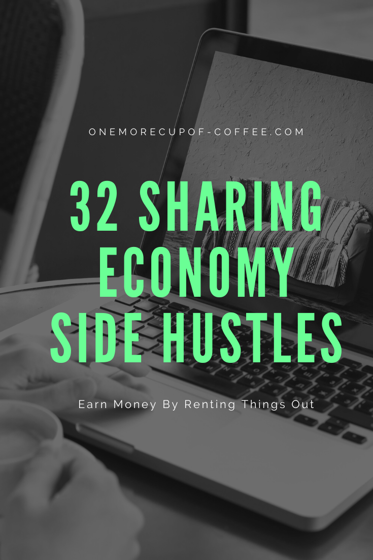 computer open with room sharing website open and text title, "32 sharing economy side hustles"