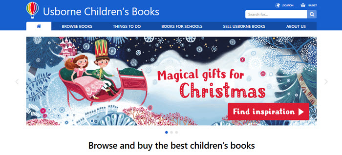 Website Screenshot from Usborne Childrens Books showing a Christmas book