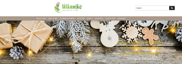 Wikaniko Website Screenshot showing lights and Christmas treats