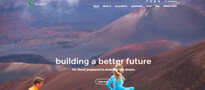 iGalen Website Screenshot showing runners against beautiful mountains