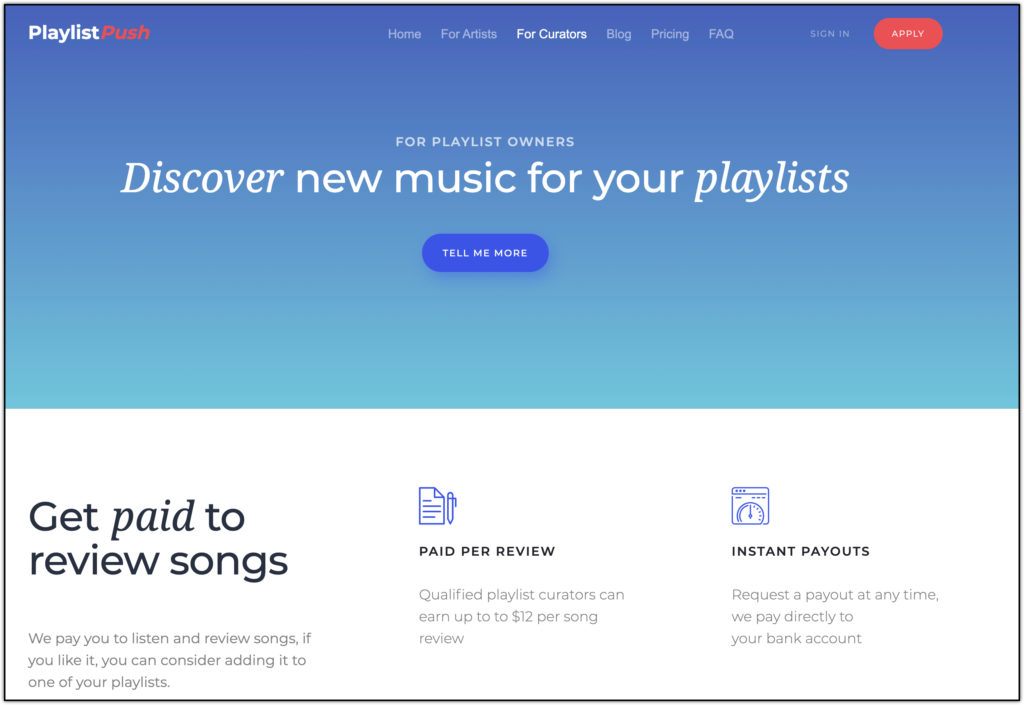 playlistpush paid to review music