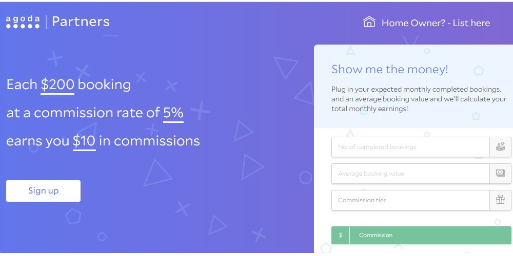  agoda affiliate sign up page.