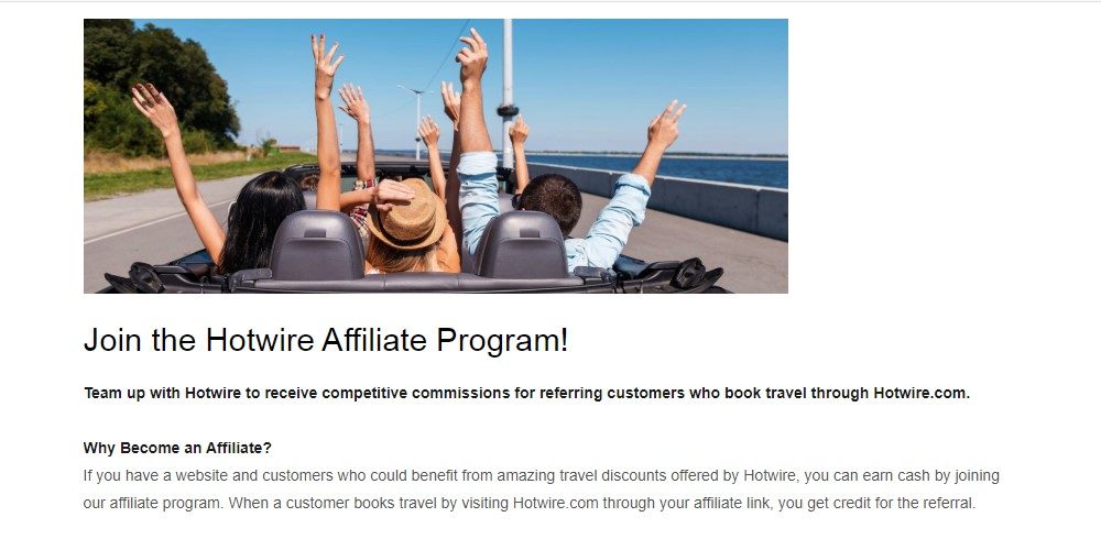 hotwire affiliate sign up page