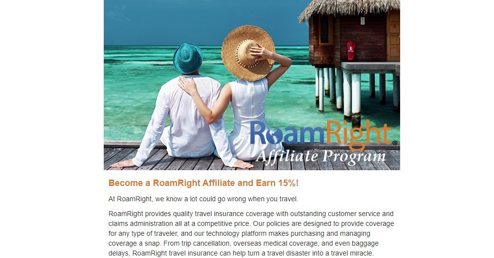  roam right affiliate sign up page.