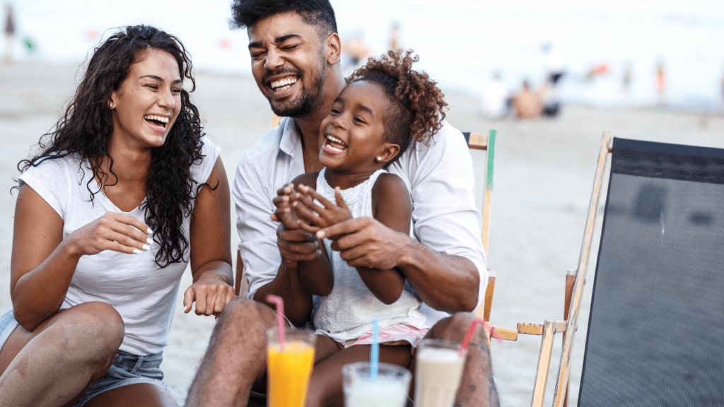 family on the beach