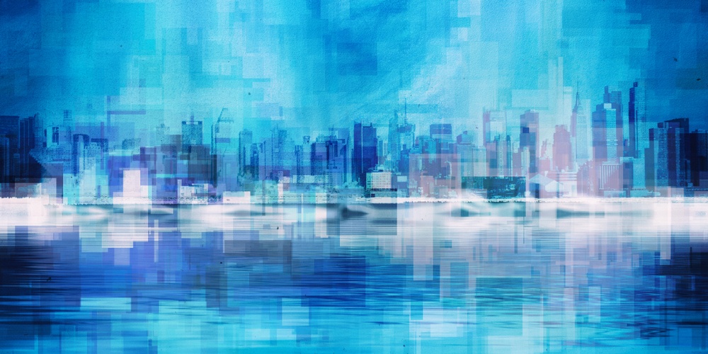 blue art of city skyline